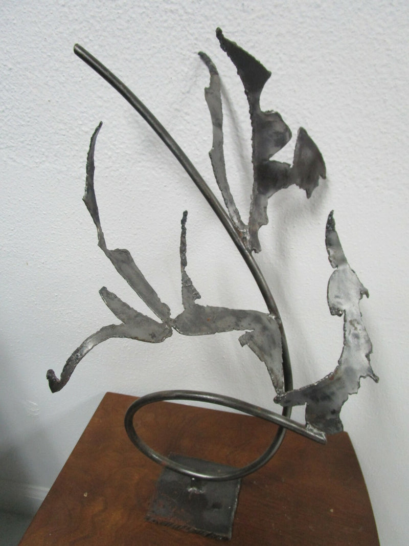 Contemporary Metal Abstract Modern iron Art Sculpture 19" tall, signed FM RARE