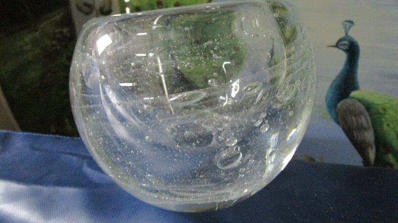 DEEBLE Signed Clear Bubble Glass Bowl / Vase 5 X 6" [aC]