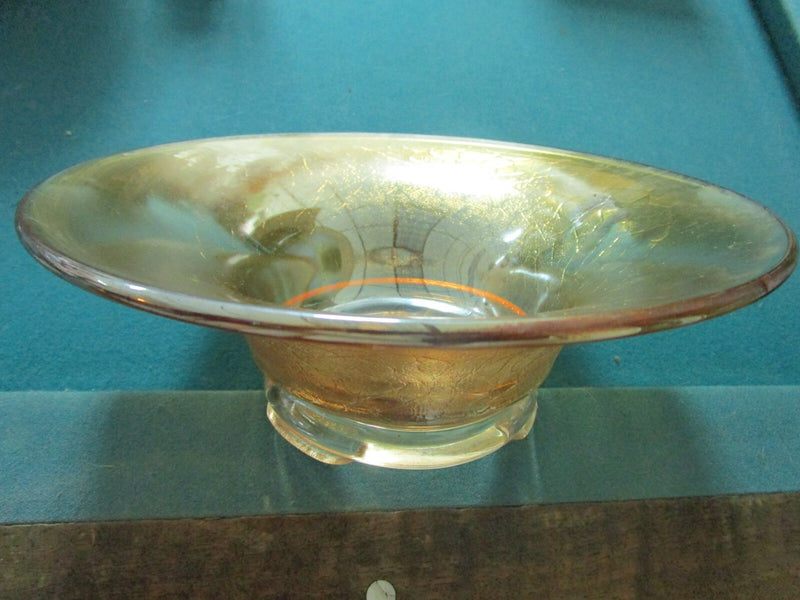 Carnival Iridiscent Marigold large bowl, 3 1/2" X 10" CENTERPIECE [GL-2]