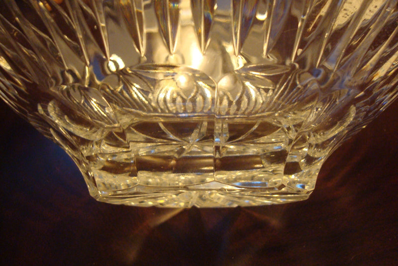 Crystal Bohemian cut Glass large round Bowl, very classy [a*5]