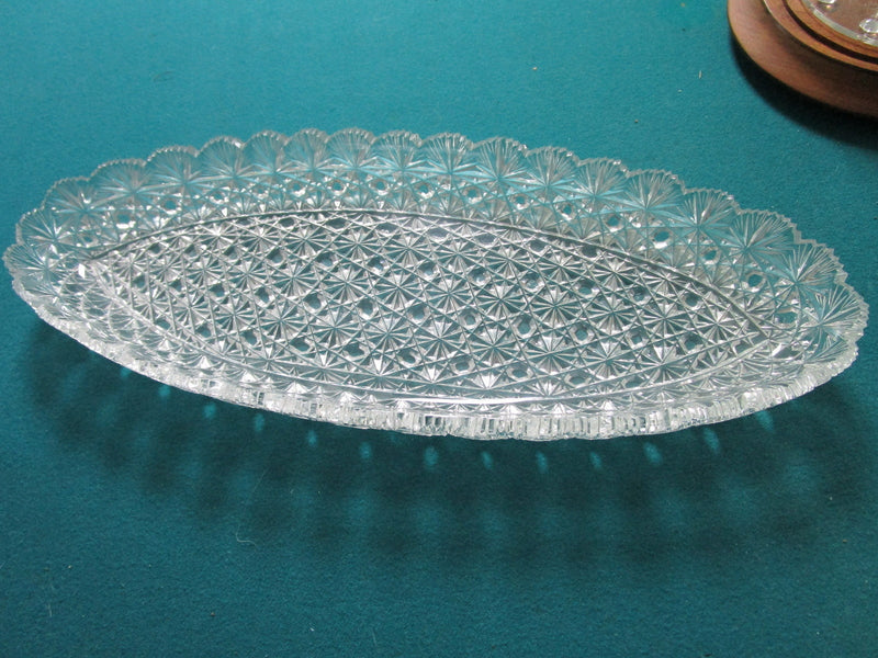 Bohemian cut glass dish oval,  16 1/2 x 6 1/2"[a*5]