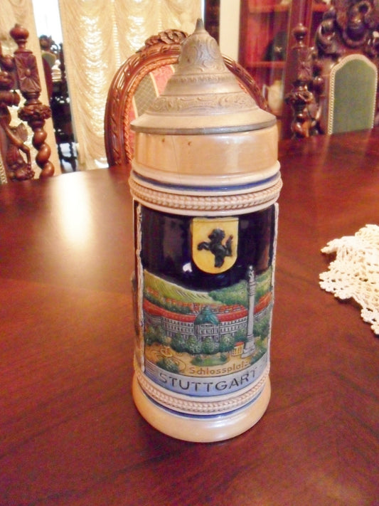 Wekara German Beer Stein 5623 Sttutgart Rathaus, 9" tall[a4]