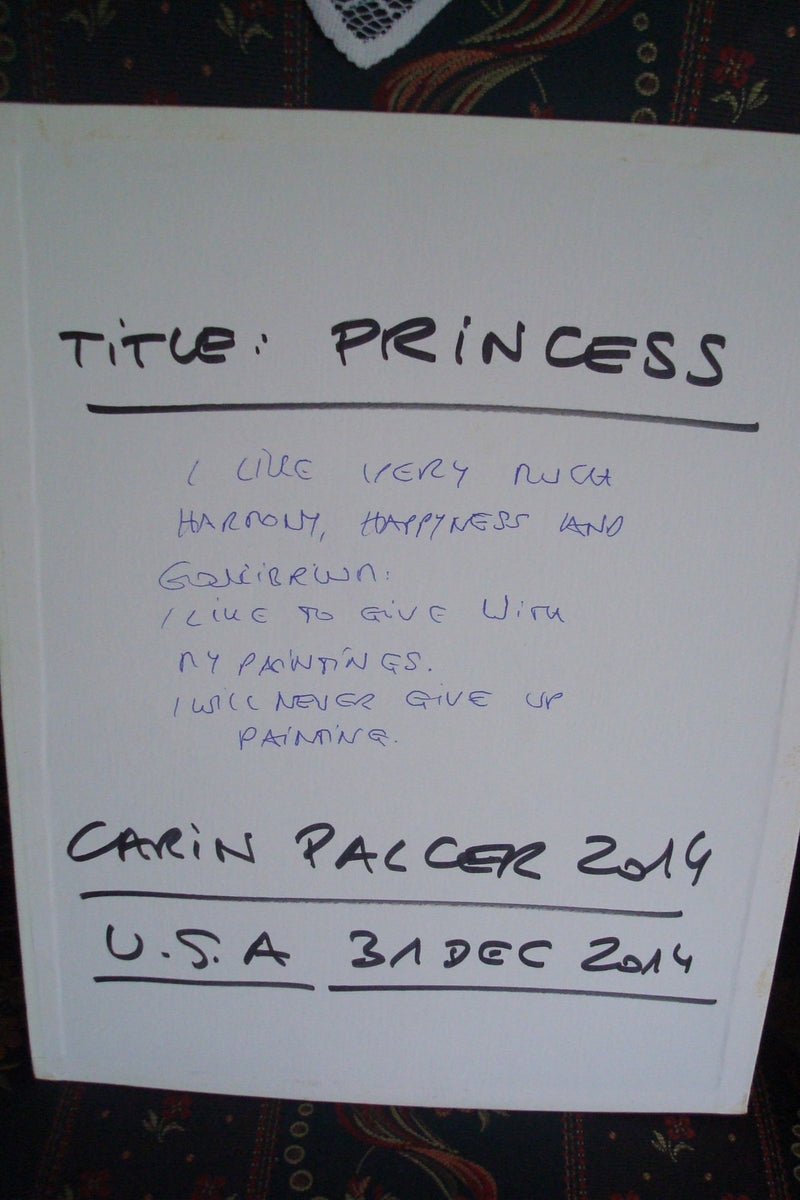 Carin Palcer 2014 "Princess" Original Painting Oil on Canvas imposed on board