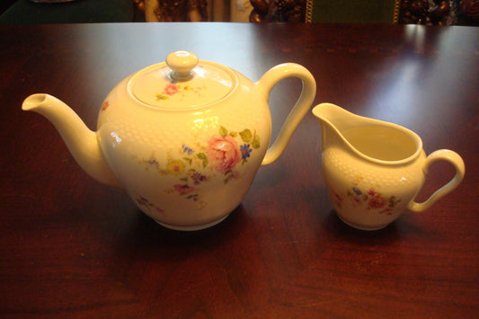 Fritz Thomas Porcelain - Rosenthal Germany Teapot And Creamer, Bouquets Original