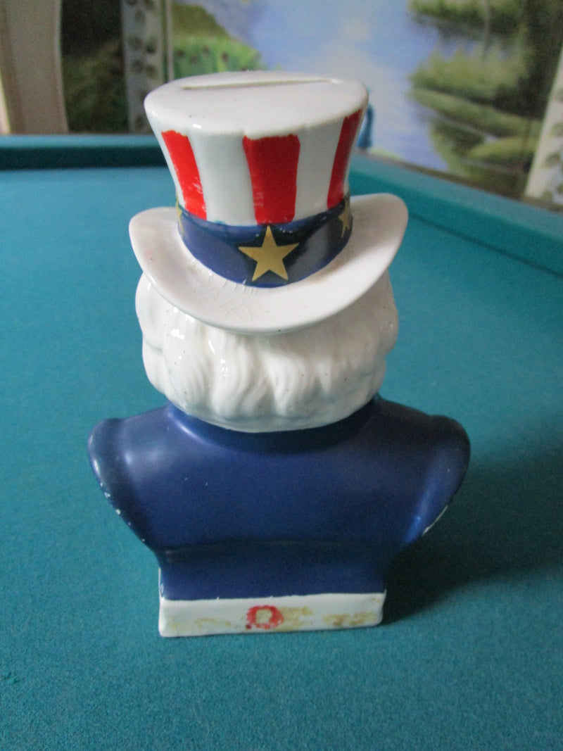 Uncle Sam, ceramic coin bank, made in Japan, c1960s, 6 1/2" tall RARE