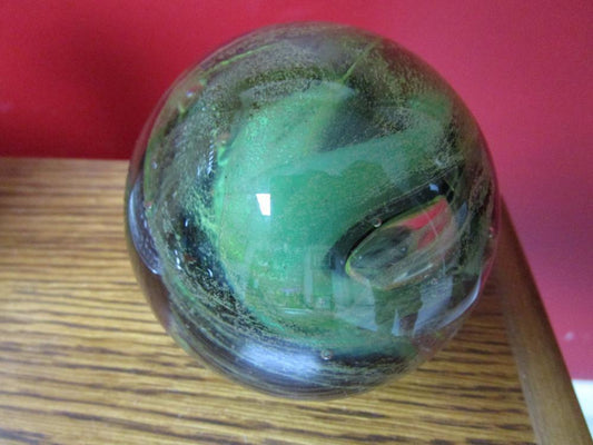 Green + Black Glass Paperweight "Kerry Crystal Ireland"   [PPWC]