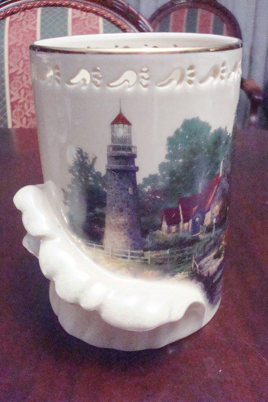 Lenox "The Light of Peace Votive" candle holder VASE by Thomas Kinkade 6" [LXPOO