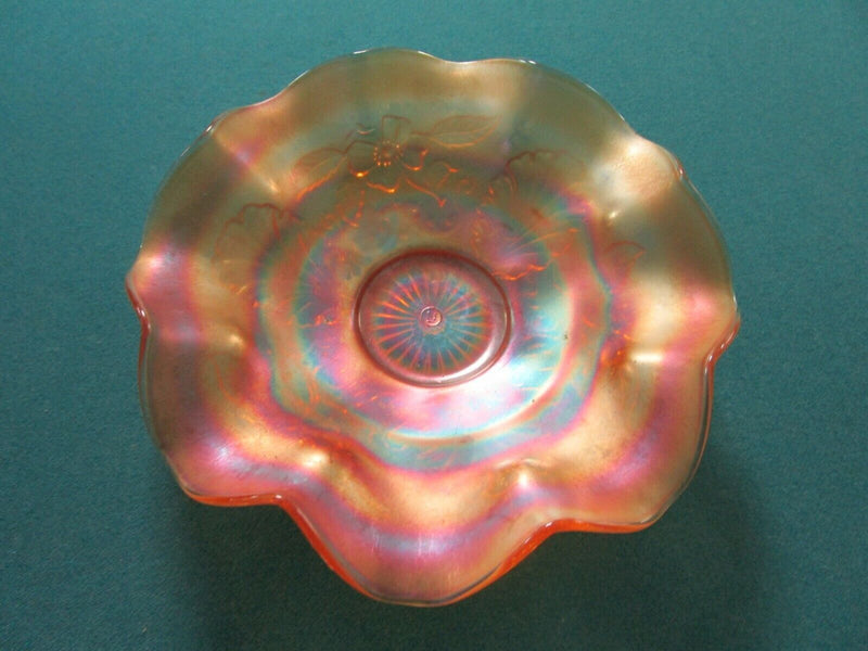 Northwood CARNIVAL BOWLS RUFFLED BORDERS IRIDESCENT PURPLE GRAPES pick 1