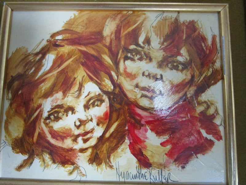 "SIBLINGS" by Hyacinthe Kuller Baron, OIL ON BRISTOL BOARD, FRAMED