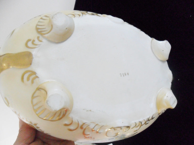 Mid Century center piece, bisque flowers and gold, MADE IN JAPAN