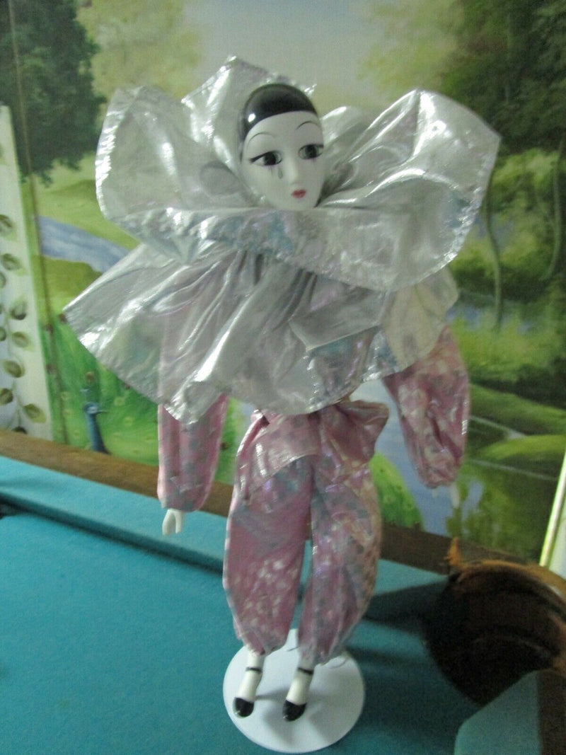 Harlequin Crying Jester Girls Deco Belle Epoque Silk Dresses Pink / Gold Pick1