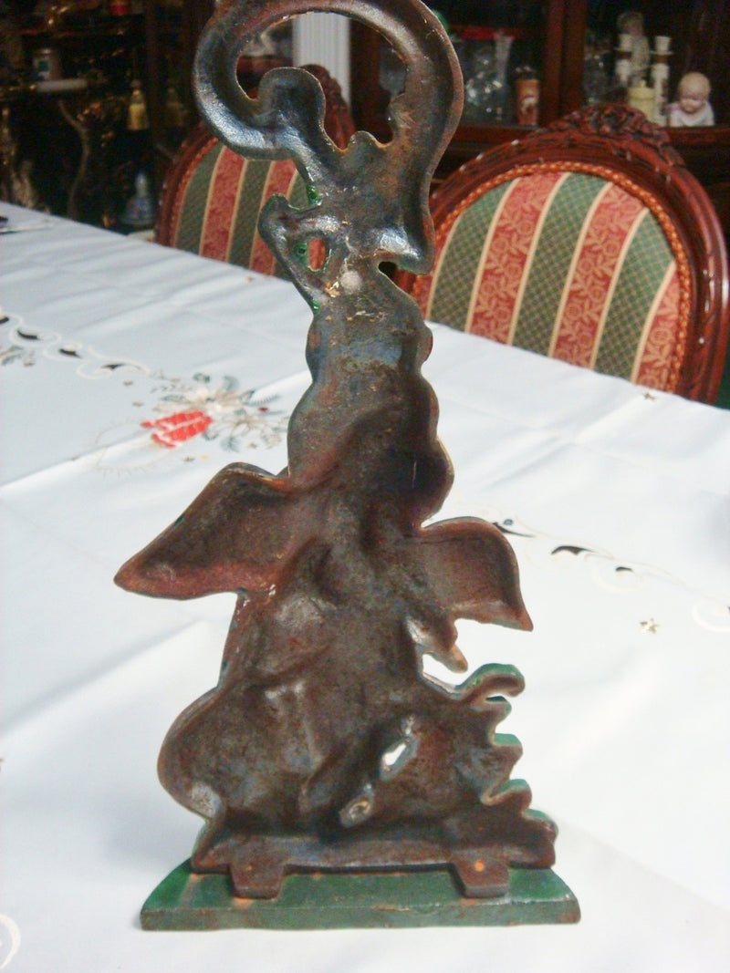 Iron door stopper in rustic iron , 16" tall [8]