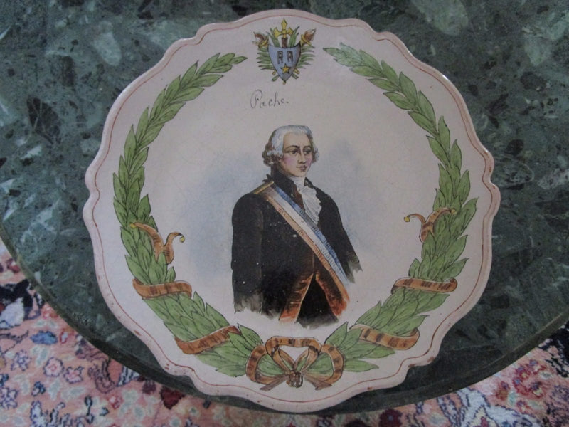 FERNAND RUMÈBE (1875-1952)ANTIQUE FAIENCE FRENCH REVOLUTION PLATE PORTRAIT PACHE
