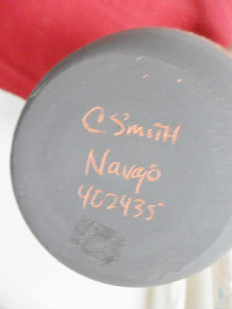 NAVAJO POTTERY CARVED VASE POT SIGNED - C. SMITH # 402435 ORIGINAL