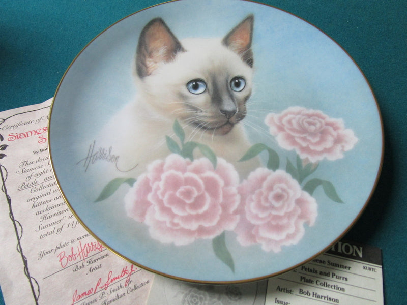 CAT'S PLATES (2) "Siamese Summer" "Morning Glory"NIB, with certs [AM11]