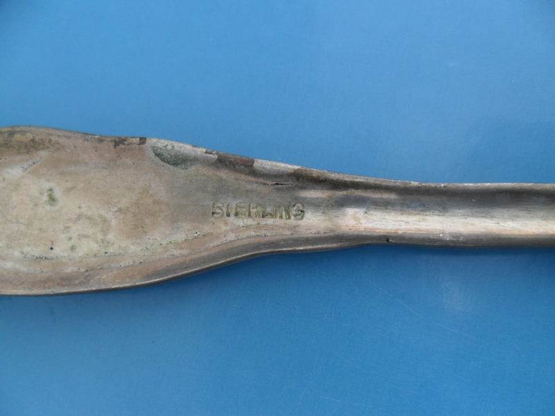 Antique sterling silver repousse spoon, 8 1/2" long[a4cut]