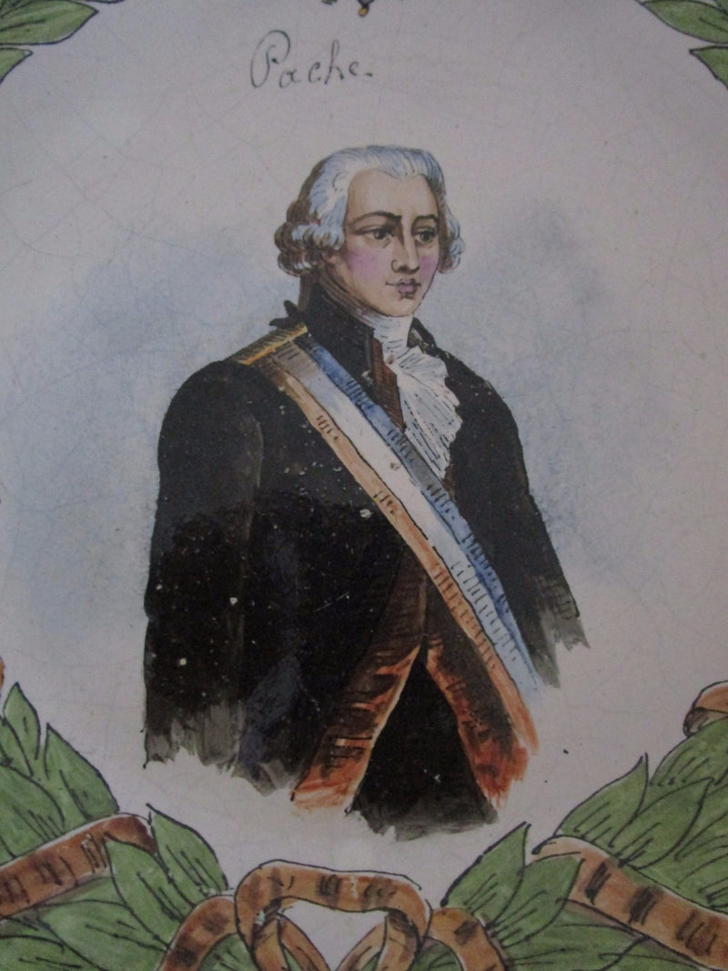 FERNAND RUMÈBE (1875-1952)ANTIQUE FAIENCE FRENCH REVOLUTION PLATE PORTRAIT PACHE