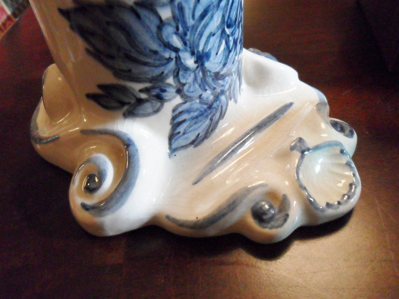 Majolica c1900s inkwell blue and white,4 1/2" tall ANTIQUE RARE