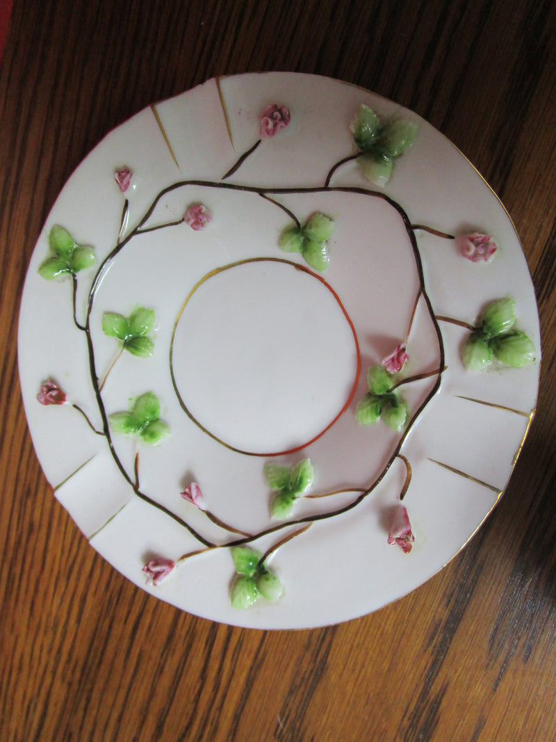 Japanese Imports COFFEE cup and saucer applied roses [60c]