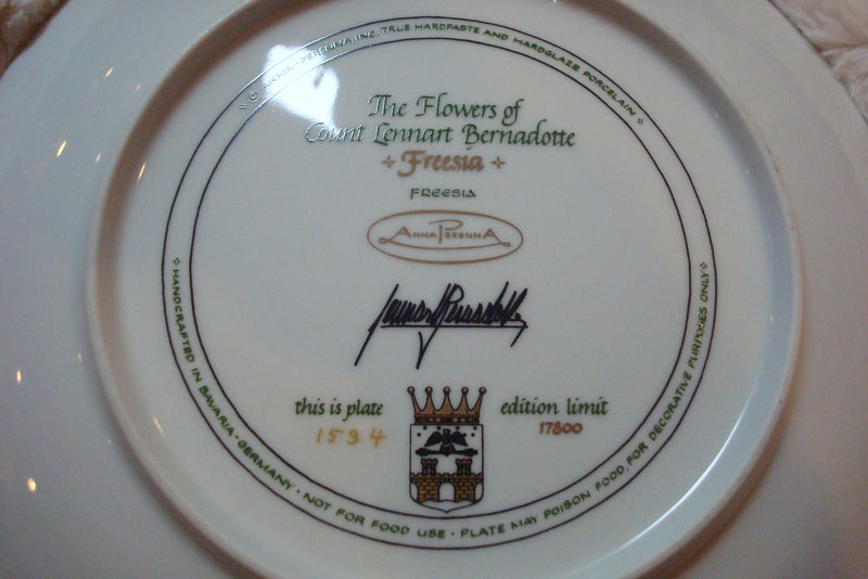 The Flowers of Count Lenart Bernadotte "Freesia" plate, Anna Perenna ORIGINAL^^