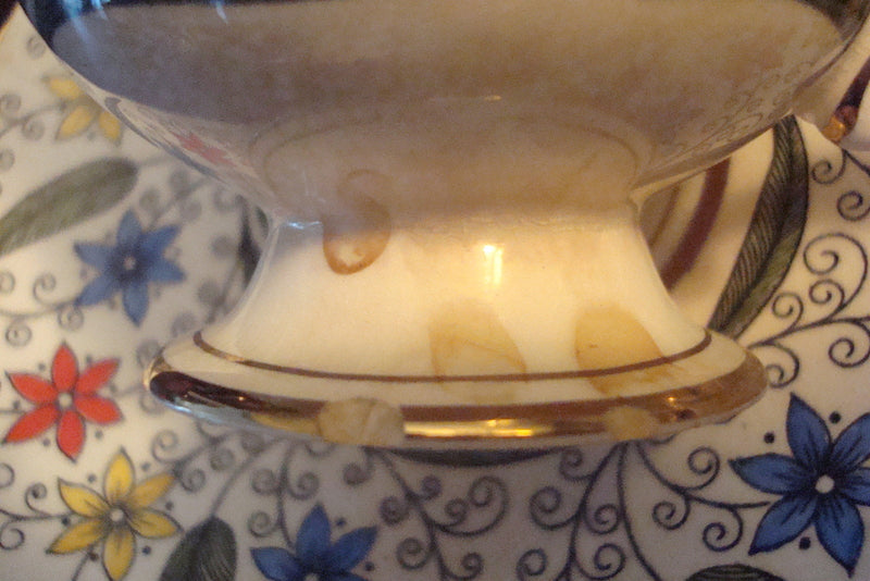 Rosina Mid Century England cup and sauce,  flowers and touches of gold [91]