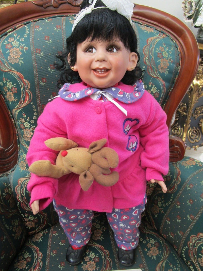 1990S FAYZAH SPANOS DOLL "Twinklee Deer" 25" SIGNED NIB CERTS 350 MADE