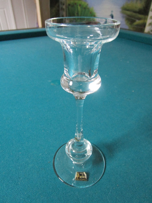 Sevres France Lead Crystal candle holder, still with original label, 7 1/2" RARE
