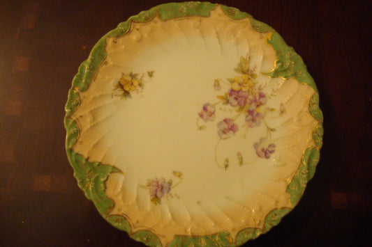 Carlsbad Austria collector plate, light green, pink and gold ORIGINAL [120K]