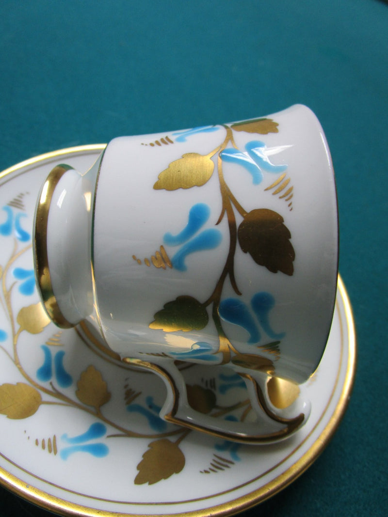 Royal Chelsea, England, cup and saucer turquoise and gold [a5#3]