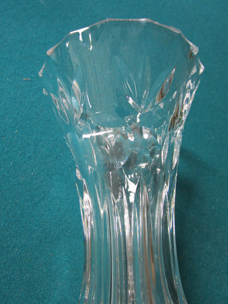 Cut Czech Bohemian Lead Crystal Vase combination of thumbprints & flowers BEAUTY