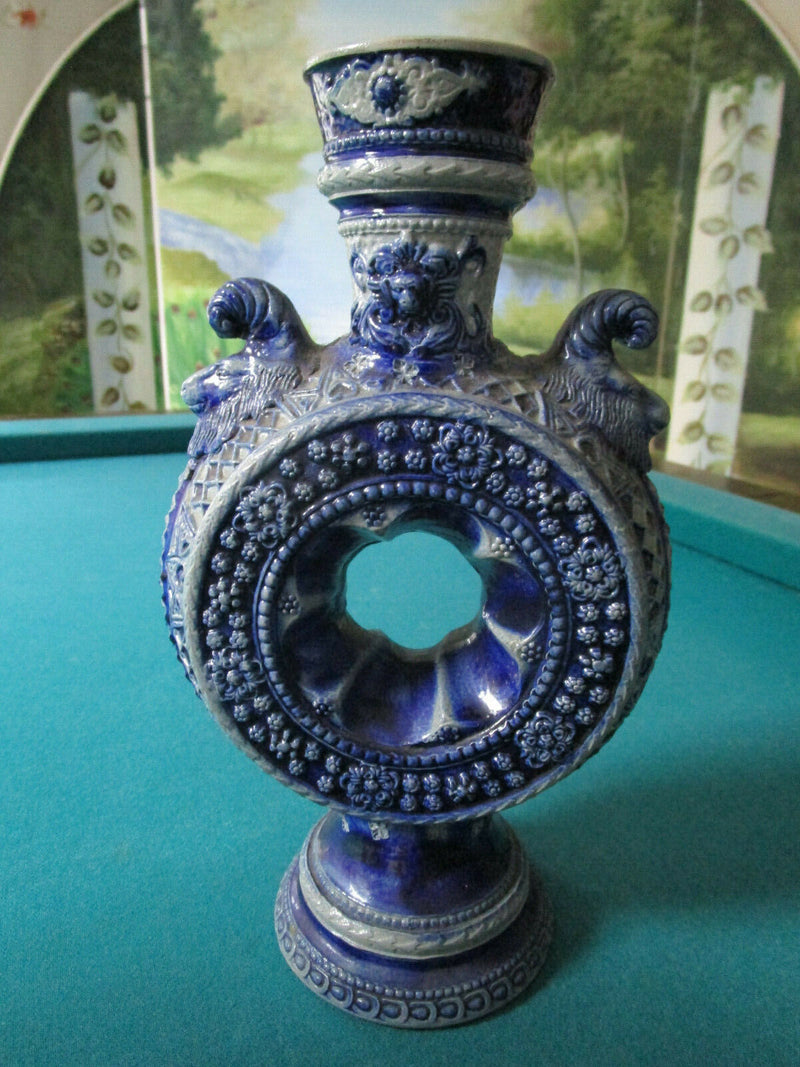 Antique Westerwald German RING JUG stoneware blue grey salt glazed pottery PICK