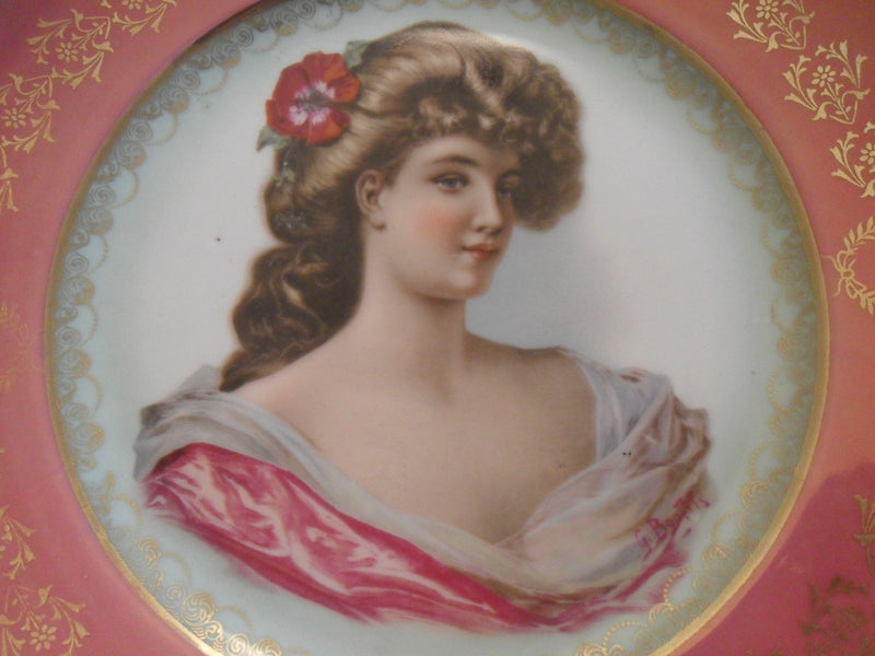 Oscar Schlegelmilch Germany portrait plate lady in pink [#122]