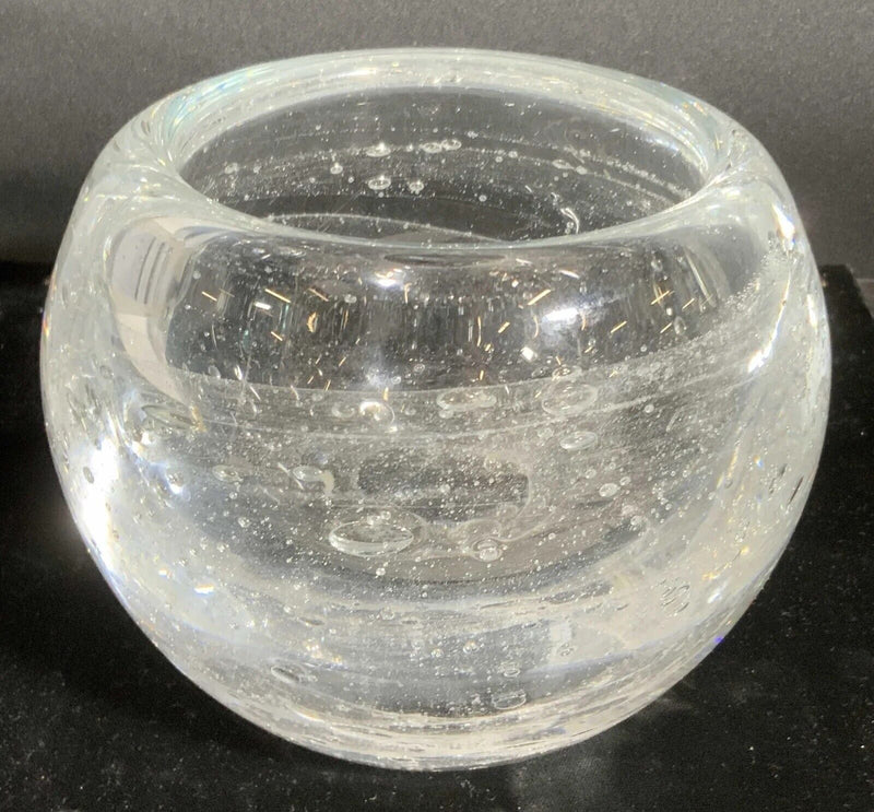 DEEBLE Signed Clear Bubble Glass Bowl / Vase 5 X 6" [aC]