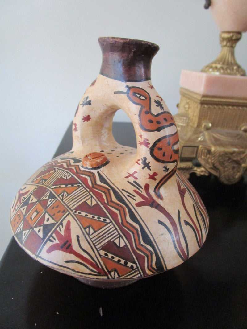 Mexican Vessel Serpents Handle  Red Terracota [SW2]