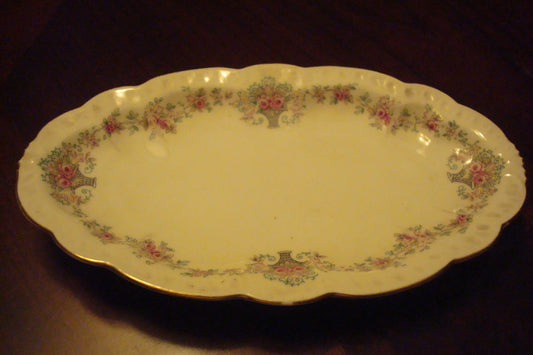 Antique German Zeh Scherzer Bavaria oval vanity tray garlands / gold [87b]