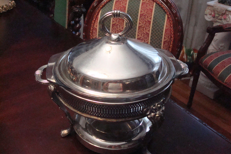 Elegant Server Glass Silverplate Casserole With Warmer, Made In Hong Kong[A4]