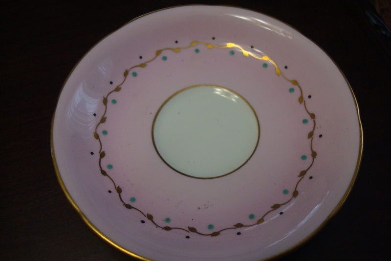 Royal Grafton England Antique footed cup and saucer, pink  and gold [a5#3]
