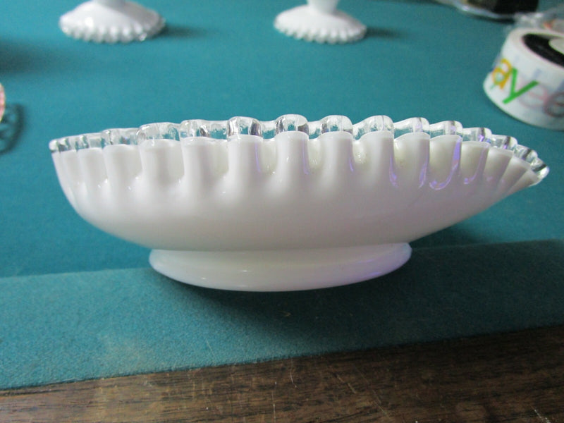 Fenton Silver Crest  3 Pcs, Candle Holders & Candy Dish Silver Crest [130M]