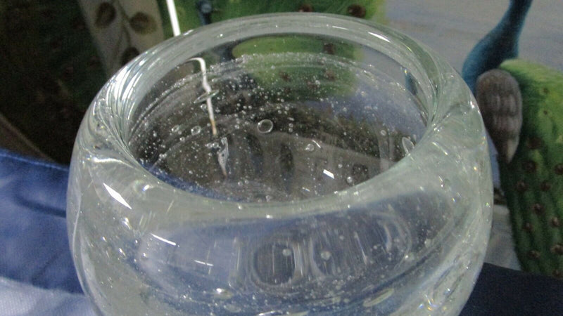 DEEBLE Signed Clear Bubble Glass Bowl / Vase 5 X 6" [aC]