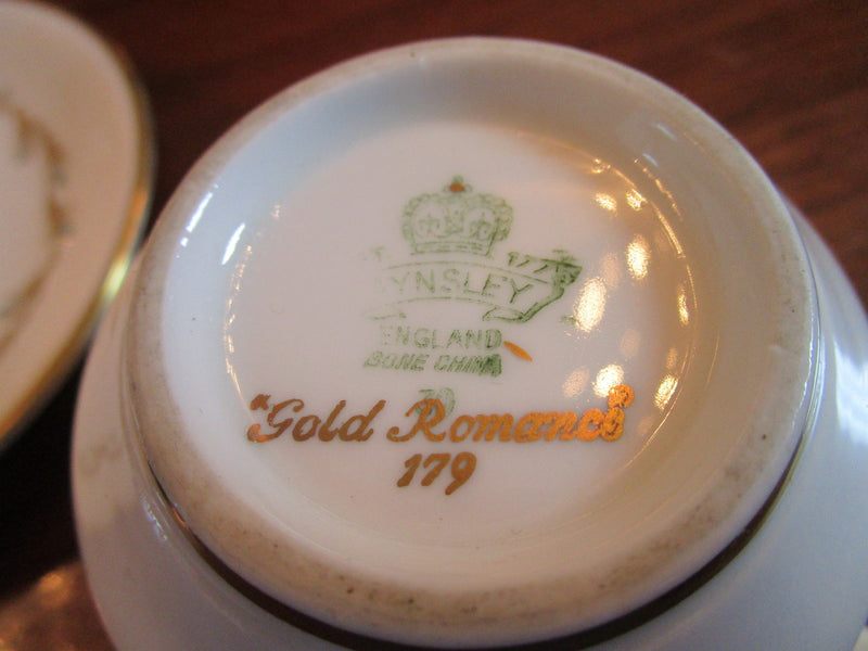 Aynsley England coffee cup and saucer, golden garland,  romance pattern[92