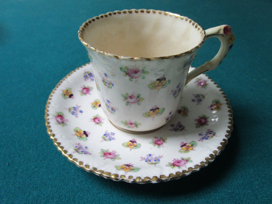 Royal Stafford England Forget Me Not Floral  Cup And Saucer [95j]