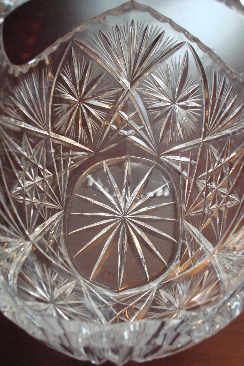 Vintage American Brilliant FLOWER ERA  basket, cut crystal, gorgeous [GL-6]
