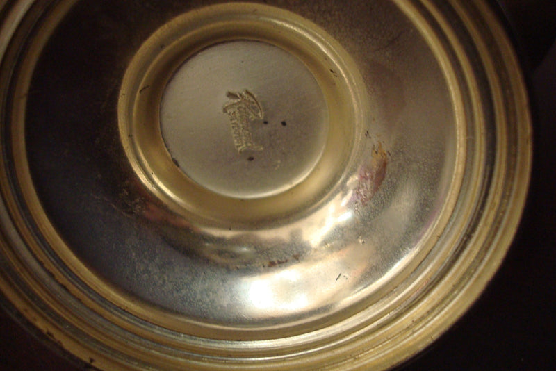 Raimond Silverplate/Goldplate Vintage Pedestal Scuttle Sugar cubes/nuts Bowl ^^^