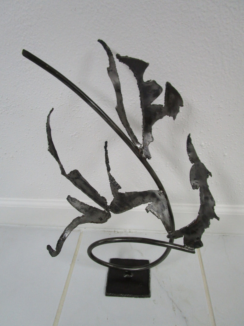 Contemporary Metal Abstract Modern iron Art Sculpture 19" tall, signed FM RARE