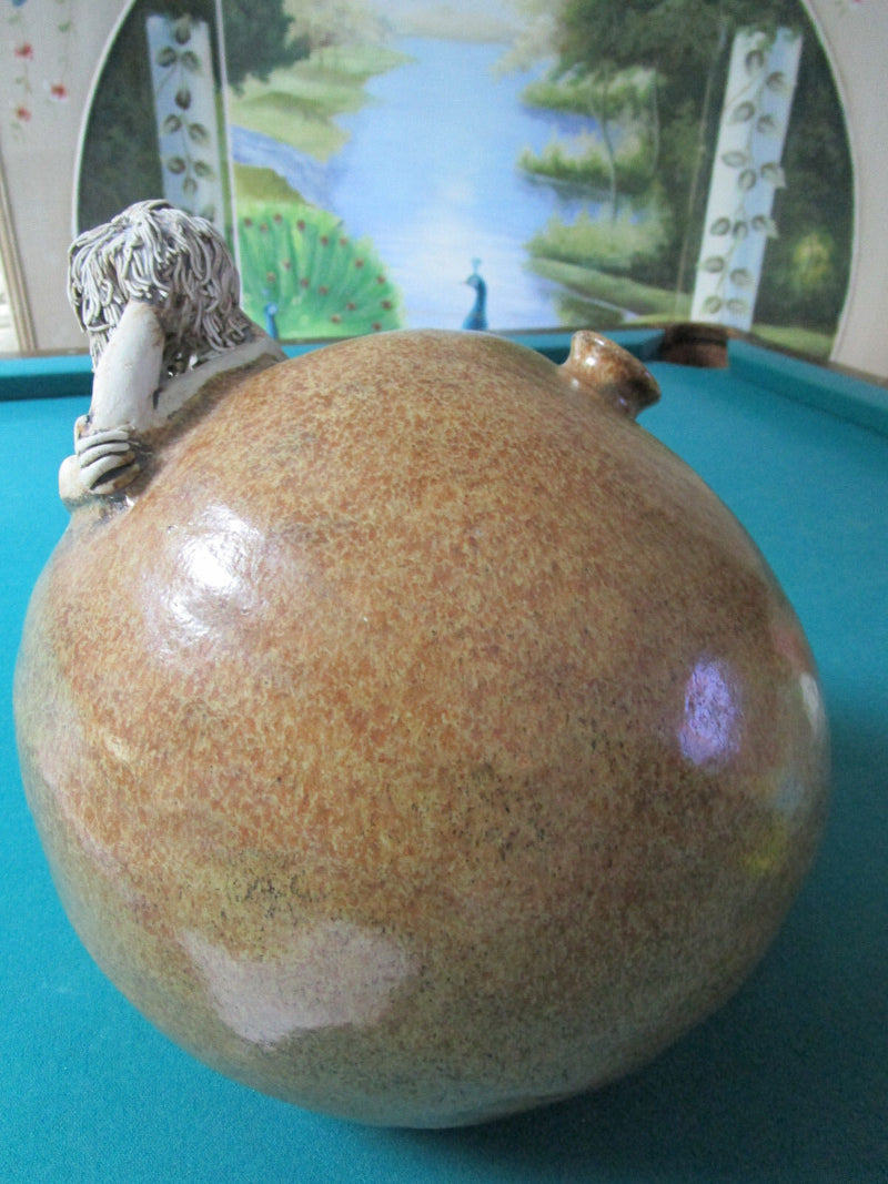 EXOTIC MONUMENTAL VASE JAR NUDE SCULPTED WOMAN BY STEPHENS MODERN