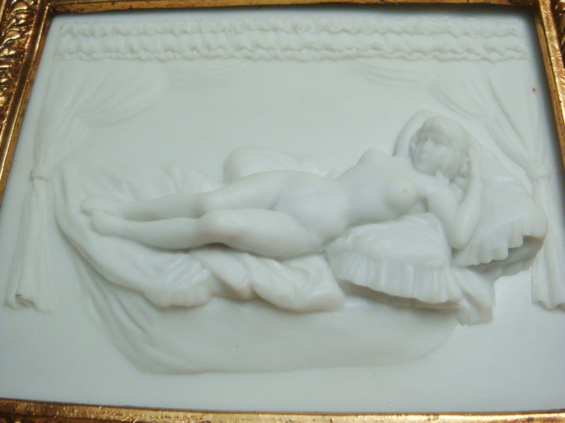 Framed Stone Wall Plaque In Stone Compound, "Nude", Gorgeous Frame