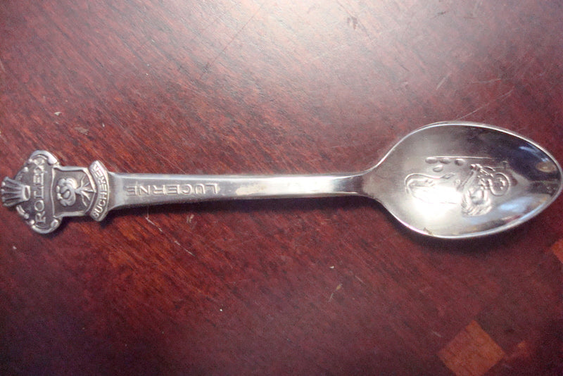 Glass Pressed Vintage Mustard Cup With Rolex Silverplate Spoon [130M]