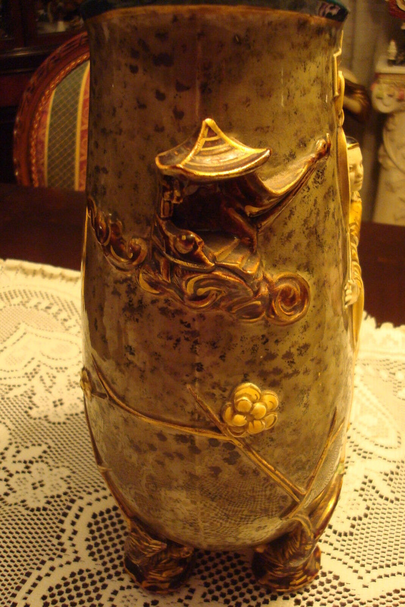 Hautin Boulenger HB & Cie Choisy-le-Roi Faience Japonesque Vase 19th Century