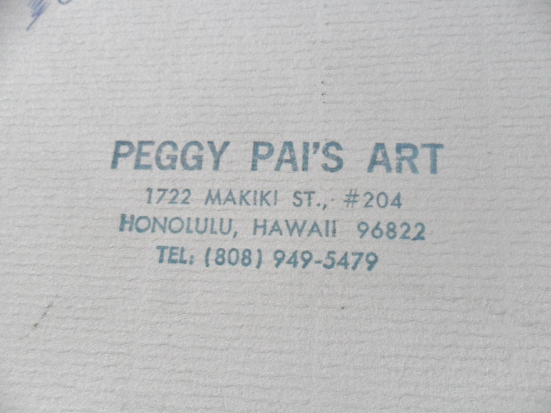 Peggy Pai, "Four Flowers" original oil on board, dedicated by artist on back