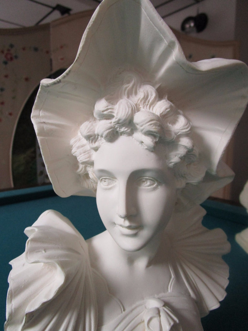 Vintage Nouveau ITALIAN Lady Bust Statue Chalkware Plaster French Maiden 14"